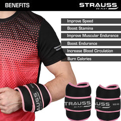 Strauss Round Shape Ankle Weight, 0.5 Kg (Each), Pair, (Pink)