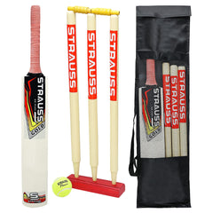 Strauss Cricket Kit, Size- 5 (Popular Willow bat+3 Stumps+Holder+1 Ball+Carry Bag)