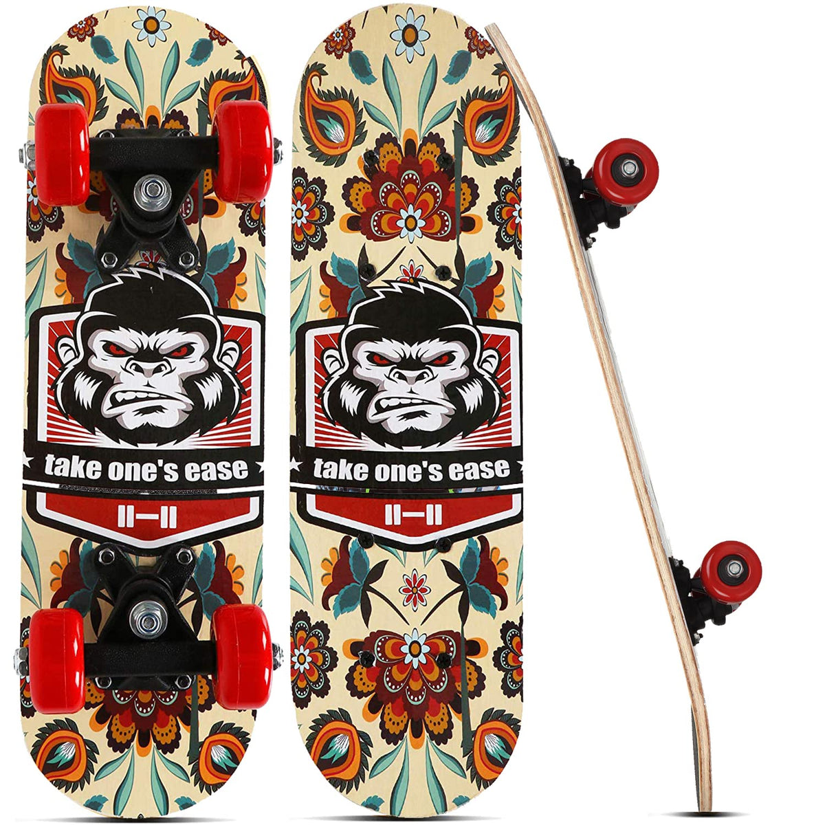 Strauss Kids Skateboard (Chimps) | 43 CM Maple Wood Skateboard for Kids Upto 5 Years | Recommended for Boys and Girls | Beginner