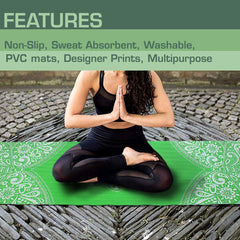 Strauss Yoga Mat Butterfly (Green) 5 MM, Yoga Block (Green) Pair and Yoga Belt (Blue)