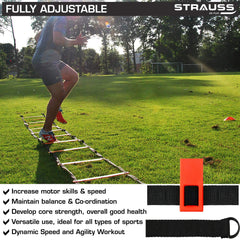 Strauss Adjustable Agility Ladder, (Red)
