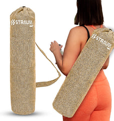 STRAUSS Yoga Mat Bag with Shoulder Strap | Washable & Durable Yoga Mat Cover Bag | Travel, Yoga & Gym Shoulder Bag | Along with Side Pocket | Ideal for Men & Women, (Cloud)