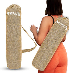 STRAUSS Jute Yoga Mat Bag with Shoulder Strap, (Beige)