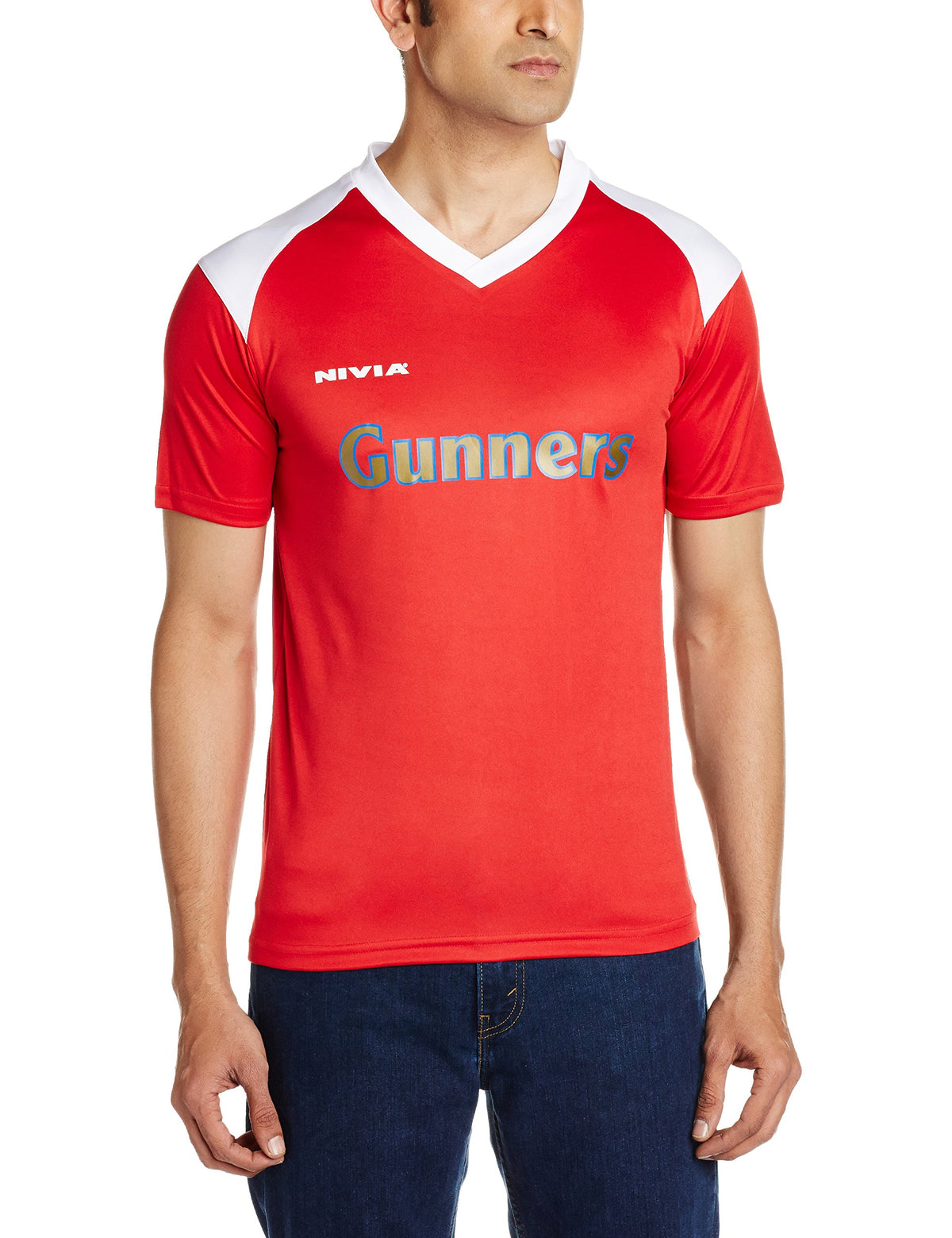 Nivia Gunners Club T-Shirt, Large (Red/White)