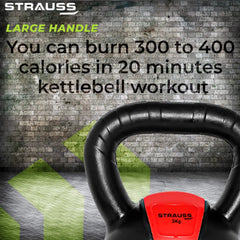 Strauss PVC Kettlebell Weights, 3Kg, (Red)